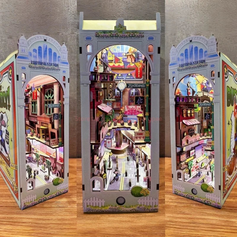 Hot Genuine Zootopia  Assembled Wooden Book 3d Puzzle Wooden Handmade Rabbit Judy Toys Model Peripheral Christmas Surprise Gifts Book Nook Kit Australia