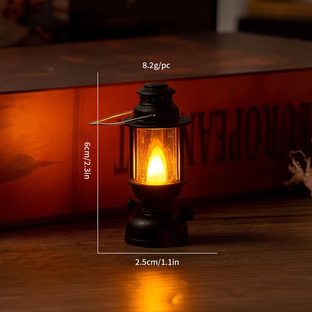 Mini Led Retro Glowing Pony Lantern Simulation Cande Light Night Light Dollhouse Miniature Kerosen Lamp Home Decor Toy Book Nook Kit Australia