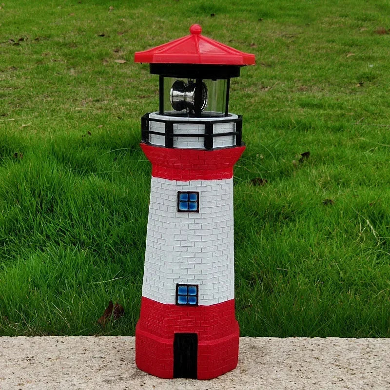 Solar Rotating Lighthouse Resin Garden Sculpture
