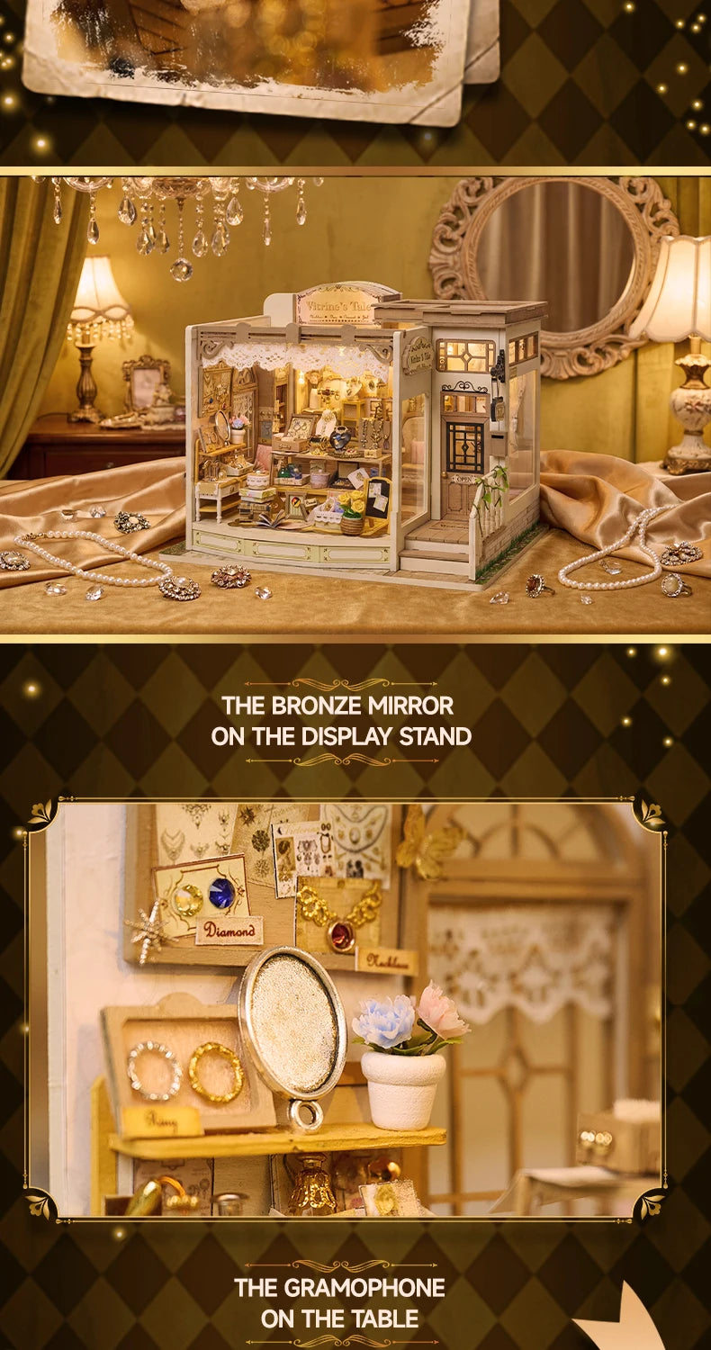 DIY Wooden Jewelry Store Casa Miniature Model Kits With Furniture LED Lights Dollhouse for Friends Birthday Gifts Book Nook Kit Australia