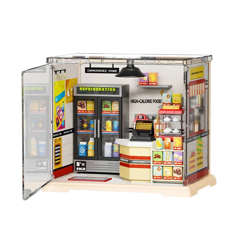 Miniature Store Bedroom Kitchen DIY Doll House CORNER COFFEE SHOP Miniature Model For Birthday Family Gift Book Nook Kit Australia