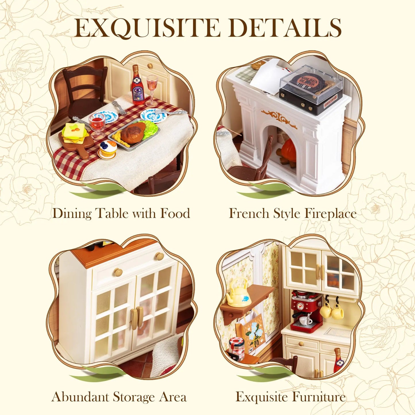 ROBOTIME DIY Miniature House Kit - Warm Dining Room, Creative Collectible Model for Home Decor unique Gift for Adults & Kids 