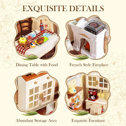 ROBOTIME DIY Miniature House Kit - Warm Dining Room, Creative Collectible Model for Home Decor unique Gift for Adults & Kids 