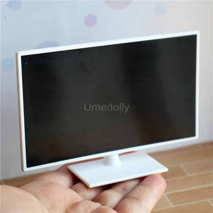 Miniature TV & Wood Bench Set | 1/6 Dollhouse Decor 1PCS TV a MODEL NOT REAL