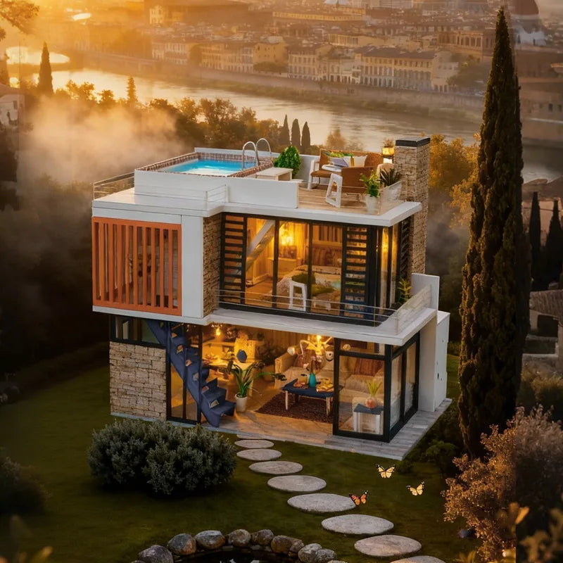 New 2025 Modern European Diy Doll Houses Florence Villa Model Kit Educational Creative Hand Assembly Toy Craft Home Decor Book Nook Kit Australia