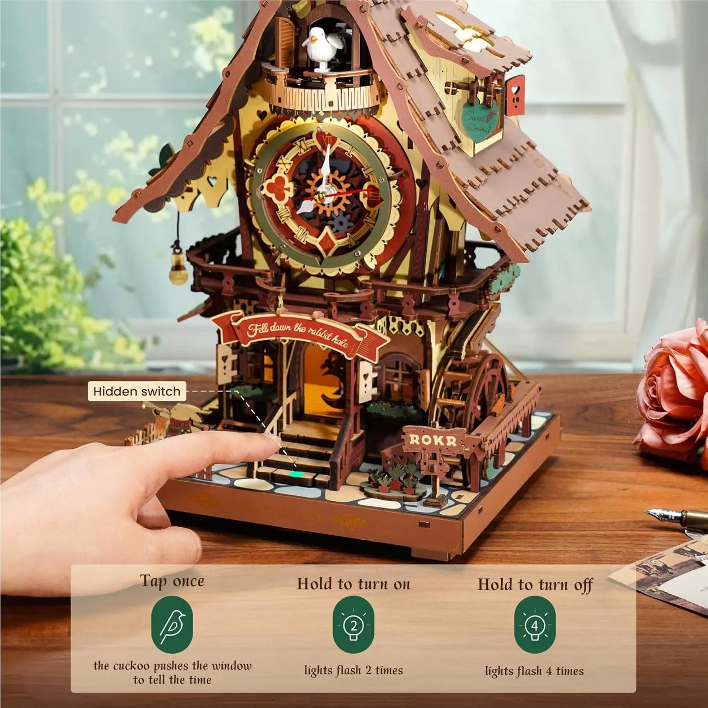 Robotime Rokr Black Forest Cuckoo Clock Kit – Working Bird & LED