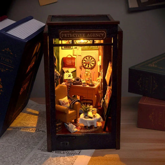 Great Detective Diary DIY book nook kit, Victorian detective study scene