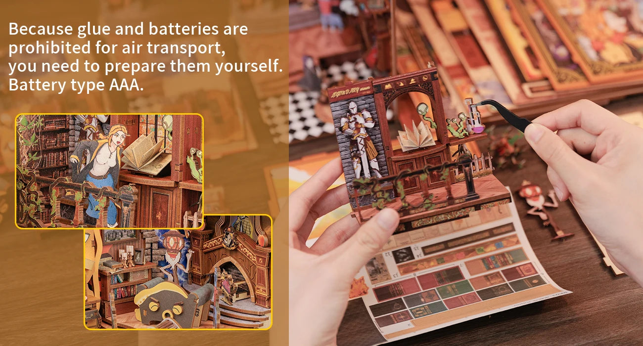 CUTEBEE DIY Book Nook Kit, Fantastic Animals Wooden Dollhouse with Touch Light & Display Case, Laser-Cut Collection Decor Book Nook Kit Australia