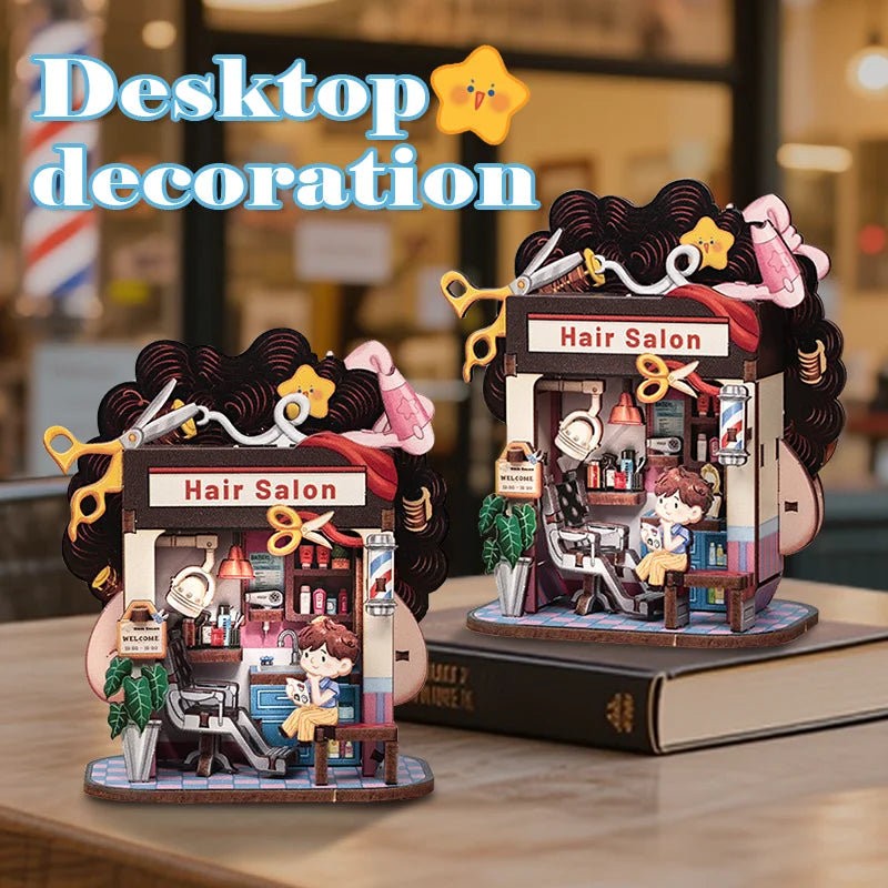 CUTEBEE Mini Store Series DIY Miniature House 3D Wooden Puzzle Toys Handmade Dollhouse Kit for TaleBox Corner Hair Solan Book Nook Kit Australia