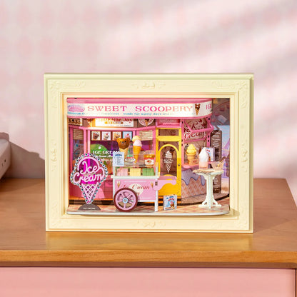 ROBOTIME Rolife 3D Shadow Box LED Light Up Wooden Puzzle with Frame Cute Home Decor Beginner Friendly DIY Kit for Teens - Ima