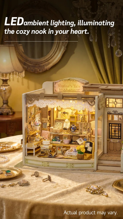 DIY Wooden Jewelry Store Casa Miniature Model Kits With Furniture LED Lights Dollhouse for Friends Birthday Gifts Book Nook Kit Australia