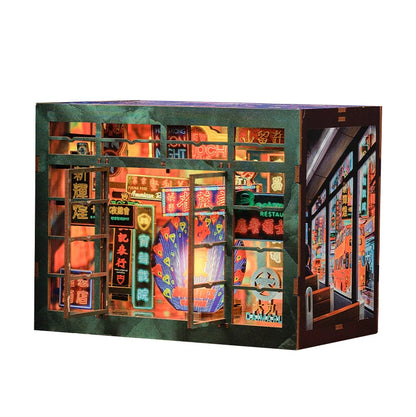 CUTEBEE Miniature House Kit Wooden Bookend DIY Dollhouse Book Shelf Insert Living Room Decor Perfect Christmas Party Gift Book Nook Kit Australia