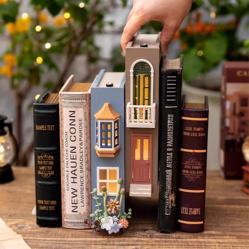 Fake Books Bookends With Led Light Book Holders Booknook Model Kit For Bookshelf Insert Miniature Ornament Decor Christmas Gifts Book Nook Kit Australia