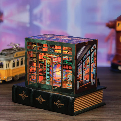 CUTEBEE Miniature House Kit Wooden Bookend DIY Dollhouse Book Shelf Insert Living Room Decor Perfect Christmas Party Gift Book Nook Kit Australia