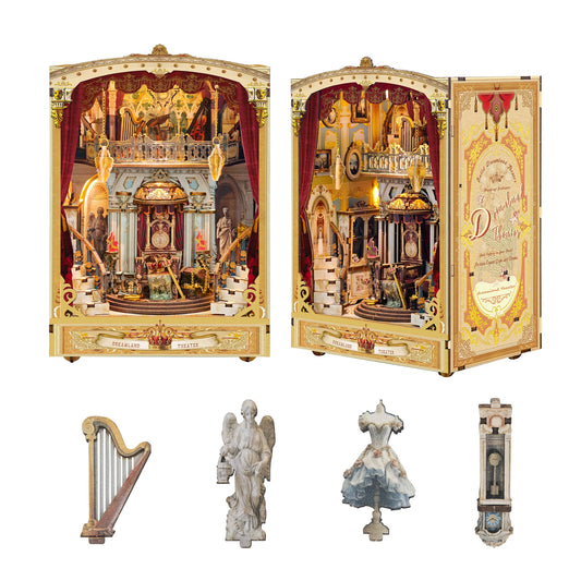 Dreamland Theater DIY book nook kit with miniature stage and curtains