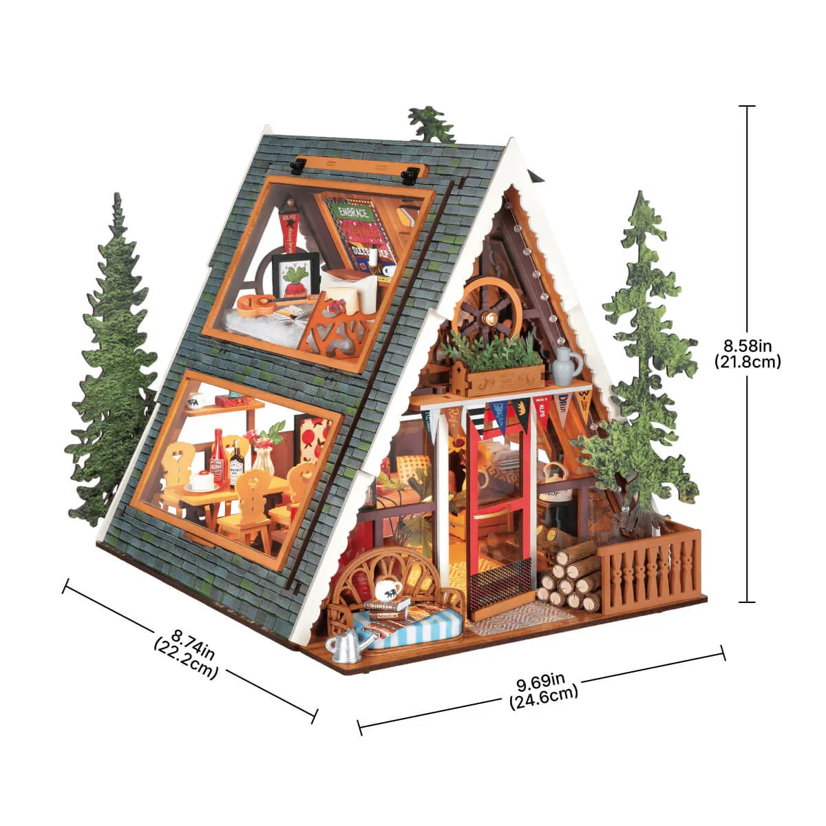 ROBOTIME Rolife A-Frame Cabin DIY Miniature House 3D Wooden Puzzle Therapeutic Home Decor Unique Birthday Gift for Adults - S