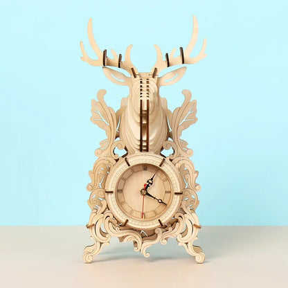 3D Wooden Puzzle Table Clock – DIY Assembly Kit