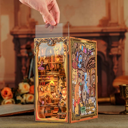 CUTEBEE DIY Book Nook Kit, Fantastic Animals Wooden Dollhouse with Touch Light & Display Case, Laser-Cut Collection Decor Book Nook Kit Australia