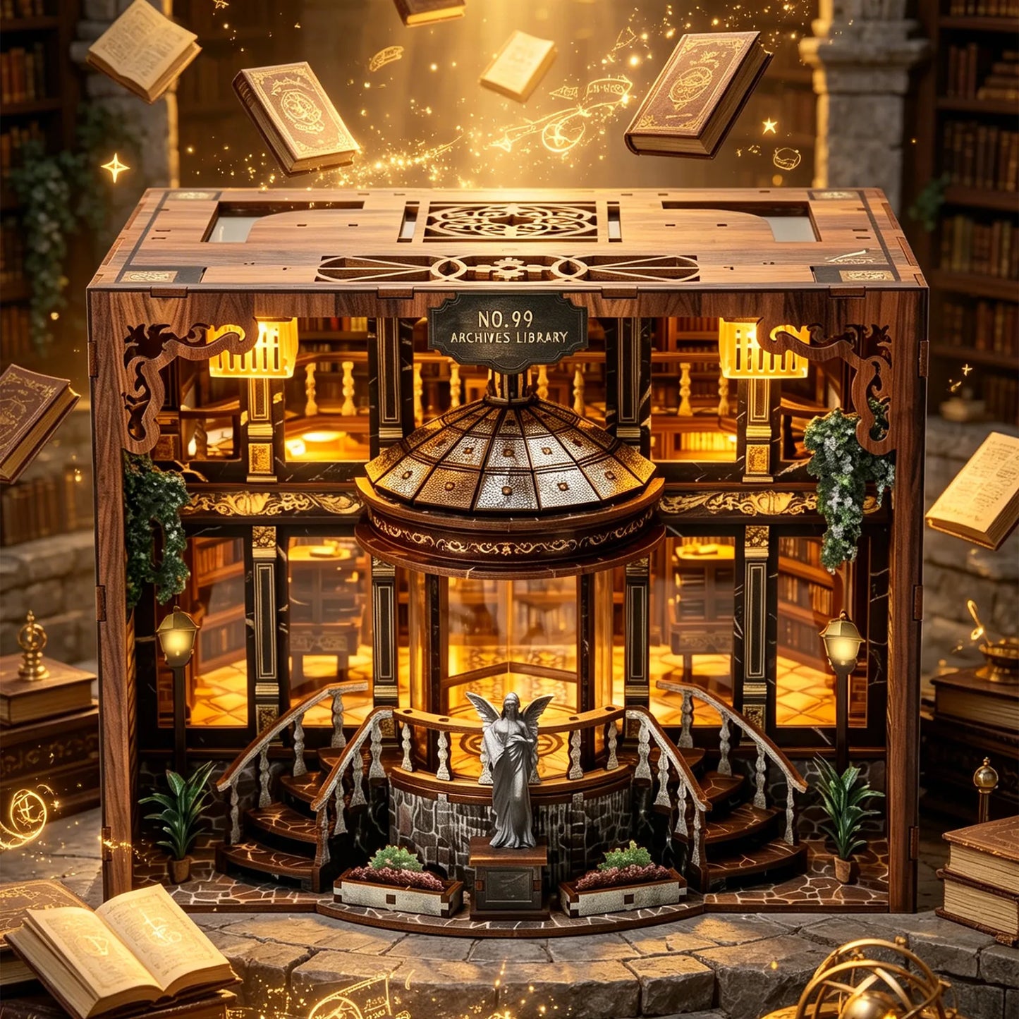 No.99 Archive Library DIY book nook kit with LED lighting - view 3