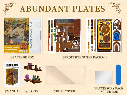 CUTEBEE DIY Book Nook Kit, Fantastic Animals Wooden Dollhouse with Touch Light & Display Case, Laser-Cut Collection Decor Book Nook Kit Australia