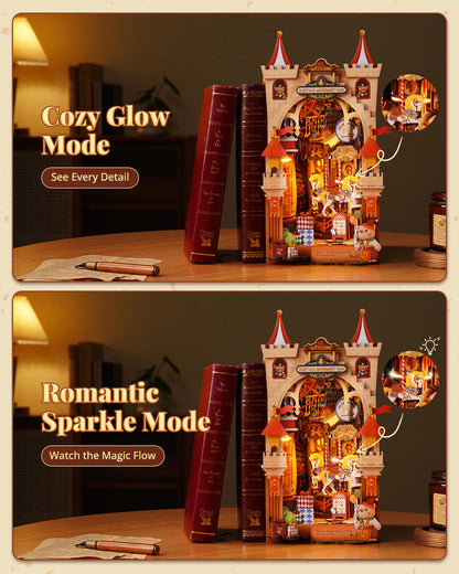 ROBOTIME Rolife Fairytale Amusement Park Book Nook 3D Wooden Puzzle with Carousel Romantic Handmade Gift for Him/Her - Image 