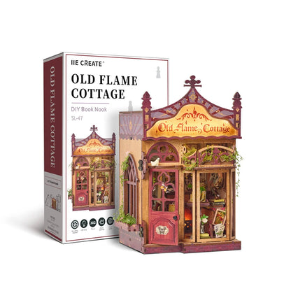 Old Flame Cottage DIY book nook kit with lit fireplace and cosy interior - view 7