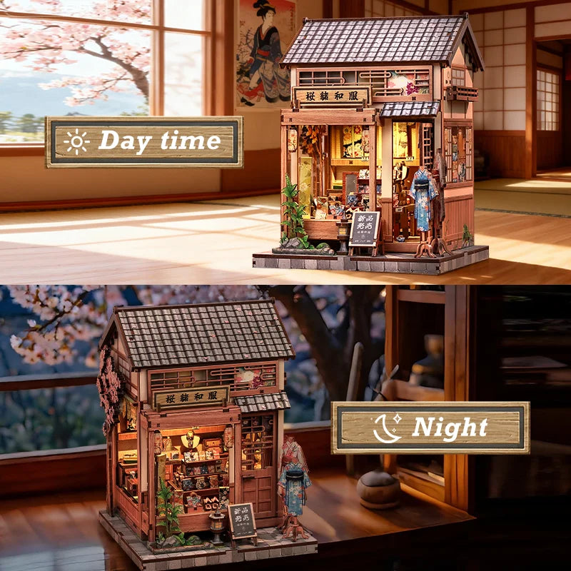 Sakura Kimono Shop DIY Book Nook Kit - Side View