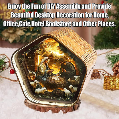 DIY Wooden Nativity Scene Night Light – Touch-Activated LED Decor Lamp