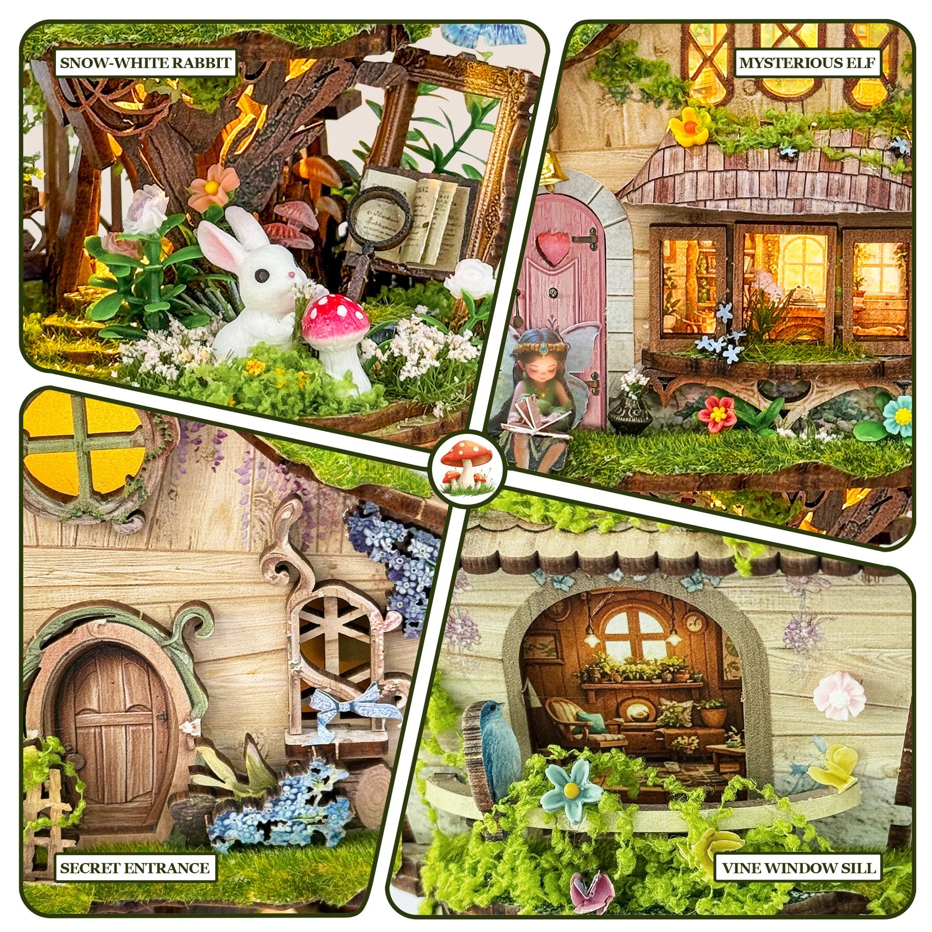 DIY Wooden Rowan's Treehouse Figurines Miniatures Assembled Casa with Light for Friends Birthday Gifts Home Decor Crafts Book Nook Kit Australia