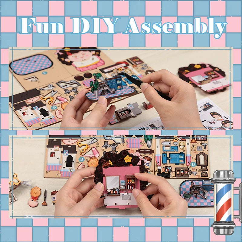 CUTEBEE Mini Store Series DIY Miniature House 3D Wooden Puzzle Toys Handmade Dollhouse Kit for TaleBox Corner Hair Solan Book Nook Kit Australia