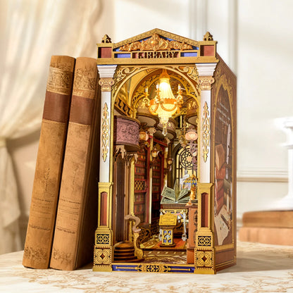 ROBOTIME Rolife Library of Wonders Book Nook 3D Wooden Puzzle Victorian Gothic Diorama Antique Bookshelf Home Decor for Adult