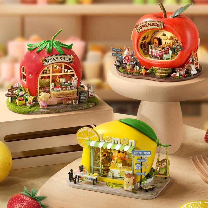New DIY Doll House Wooden Miniature Kit Furniture Dollhouse Furnitures Set Handmade Model Assembly Toys Case  Birthday Gifts 