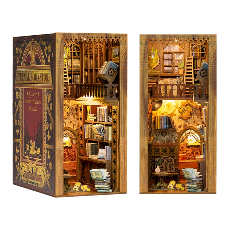 CUTEBEE DIY Book Nook Kit Eternal Bookstore Wooden Dollhouse with Touch Light & Display Case, Laser-Cut Collection Decoration Book Nook Kit Australia