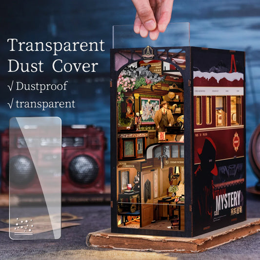 CUTEBEE, DIY, Book Nook, 3D Puzzle, Wooden Dollhouse, Touch Light, Dust Cover, Bookshelf Insert, Gift, Detective, Train Mystery Book Nook Kit Australia