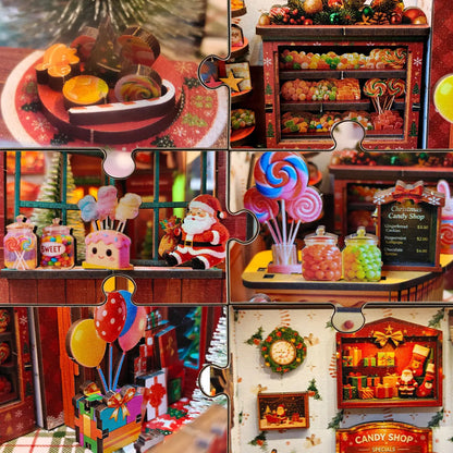 Christmas Candy House DIY miniature dollhouse kit with festive candy shop - view 5