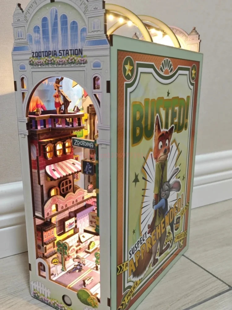 Hot Genuine Zootopia  Assembled Wooden Book 3d Puzzle Wooden Handmade Rabbit Judy Toys Model Peripheral Christmas Surprise Gifts Book Nook Kit Australia
