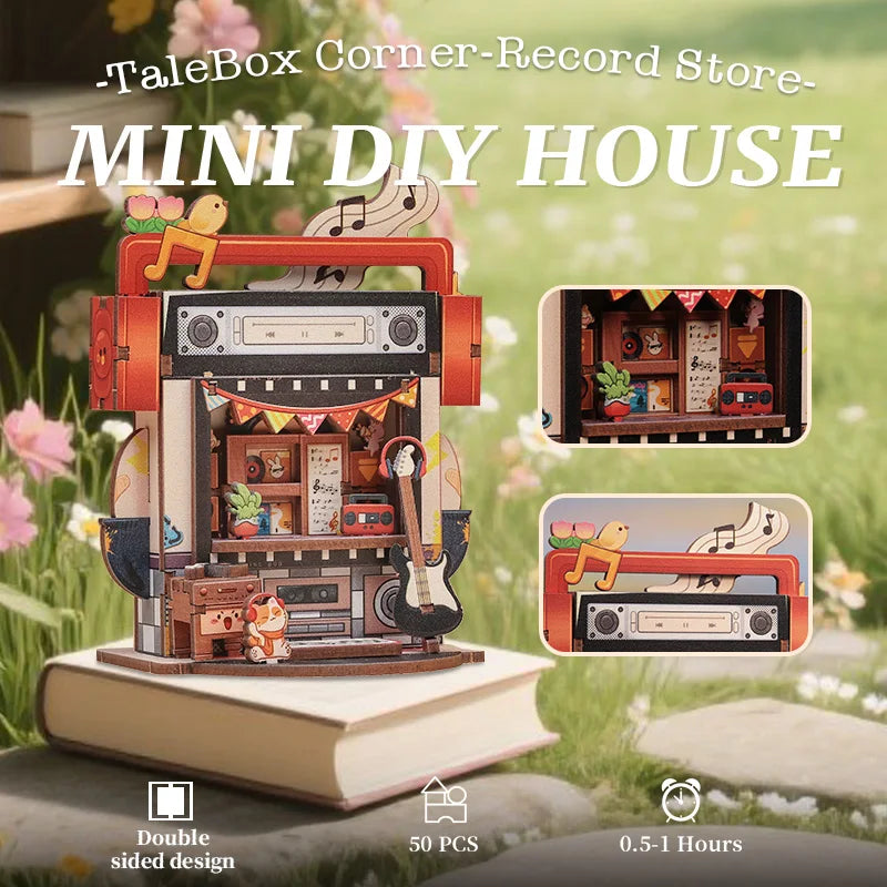 CUTEBEE Mini Store Series DIY Miniature House 3D Wooden Puzzle Toys Handmade Dollhouse Kit for TaleBox Corner Record Store Book Nook Kit Australia