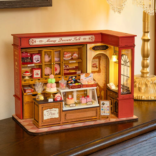 Robotime Rolife Honey Dessert Talk Miniature Dollhouse Wooden House Toy Set for Girls Beautiful Home Decor 3D Puzzle Kit - Bo