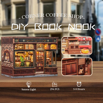 Corner Coffee Shop DIY Book Nook Kit - Side View