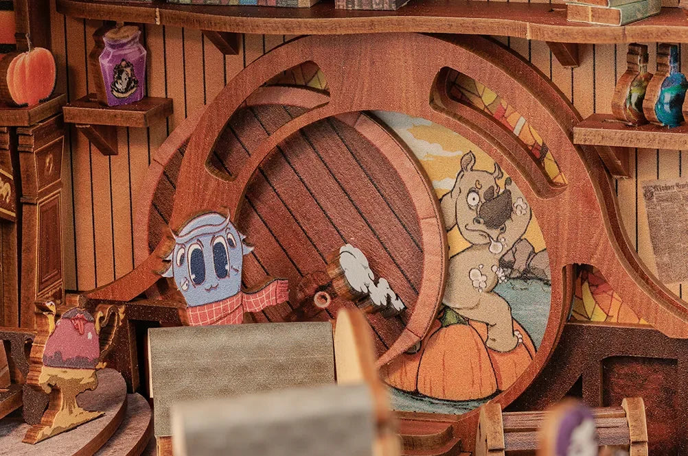 CUTEBEE DIY Book Nook Kit, Fantastic Animals Wooden Dollhouse with Touch Light & Display Case, Laser-Cut Collection Decor Book Nook Kit Australia