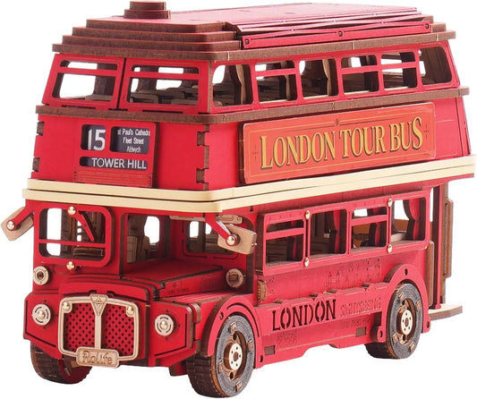 Robotime rolife London Tour Bus 3D Wooden Puzzles Wood Model Toy Car to Build Crafts Collectibles Gifts for Boys Girls Book Nook Kit Australia