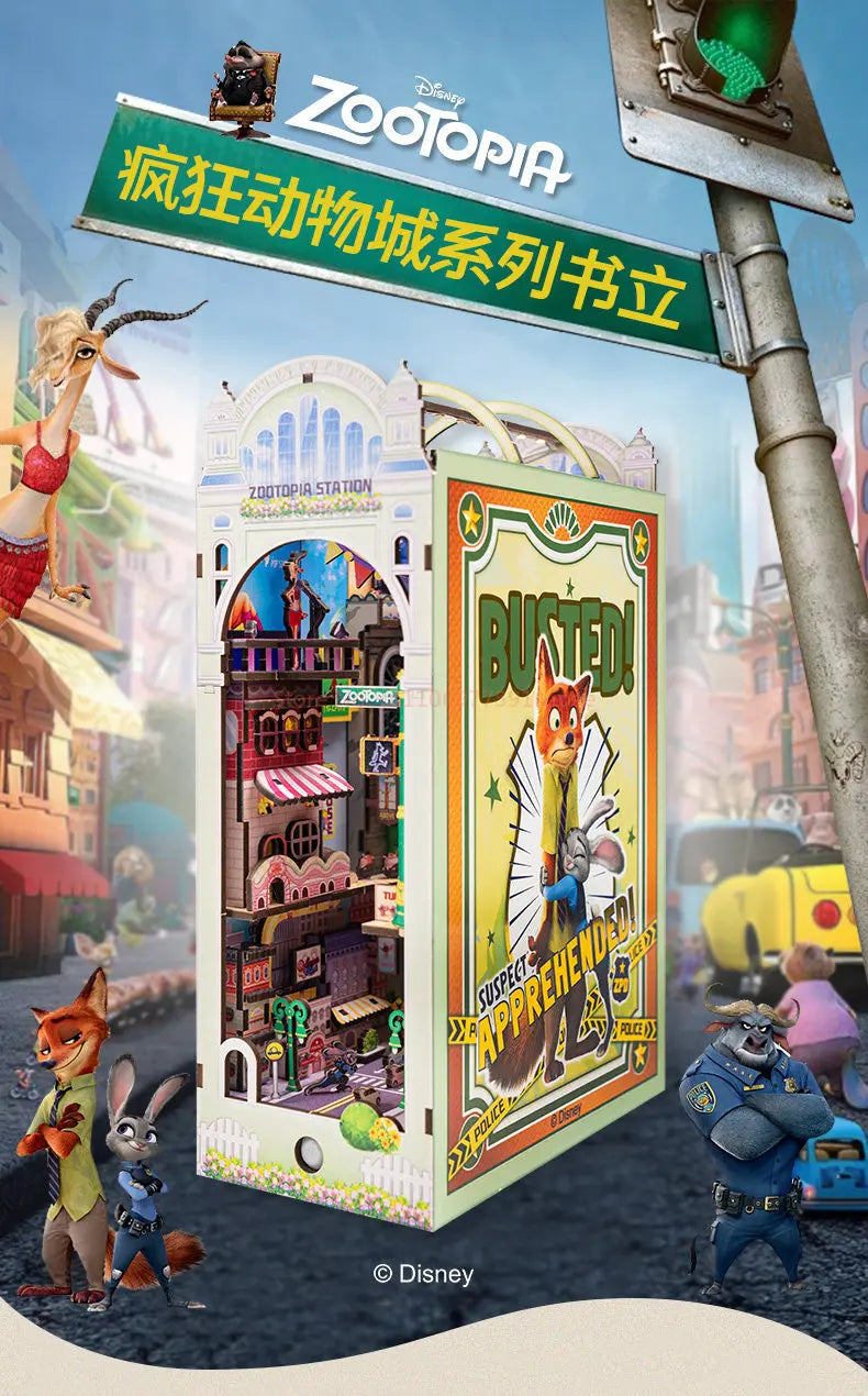 Hot Genuine Zootopia  Assembled Wooden Book 3d Puzzle Wooden Handmade Rabbit Judy Toys Model Peripheral Christmas Surprise Gifts Book Nook Kit Australia