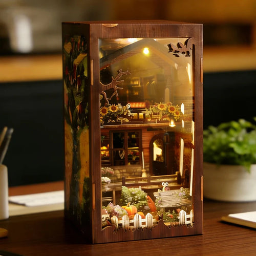 DIY Wooden Country Cottage Book Nook Shelf Insert Kits Miniature Model Kit With Lights Bookend for Friends Birthday Gifts Book Nook Kit Australia