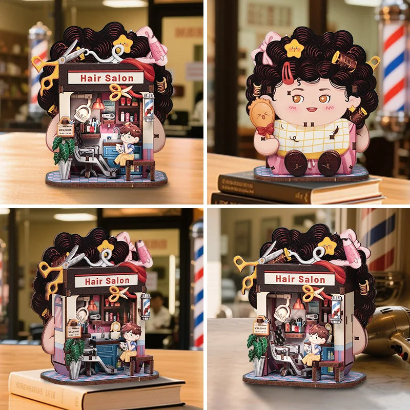 CUTEBEE Mini Store Series DIY Miniature House 3D Wooden Puzzle Toys Handmade Dollhouse Kit for TaleBox Corner Hair Solan Book Nook Kit Australia