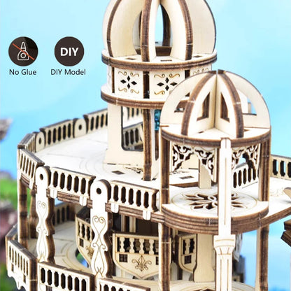 Newest 3D Wooden Puzzle Mystery Island Music Box with Light DIY Assembly Model Kit for Adults Kids, Valentine's Day Gifts - I