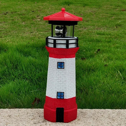 Solar Rotating Lighthouse Resin Garden Sculpture