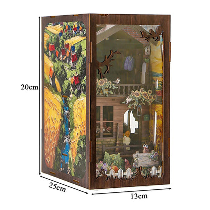 DIY Wooden Country Cottage Book Nook Shelf Insert Kits Miniature Model Kit With Lights Bookend for Friends Birthday Gifts Book Nook Kit Australia