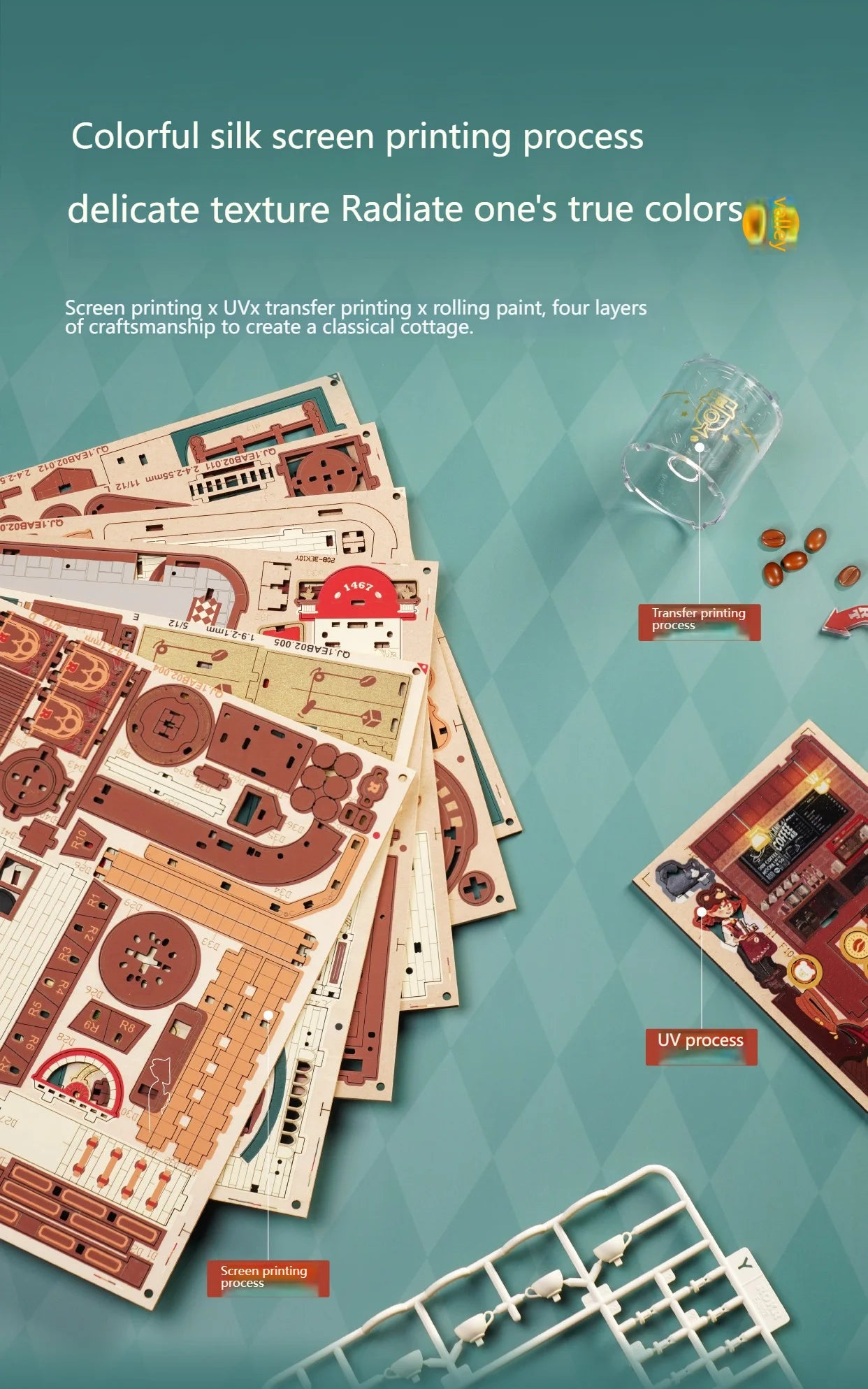 DIY Coffee Factory Model Kit - 3D Wooden Puzzle for Adults with LED Lights, Music & Figurines, Unique Birthday Gift Idea Book Nook Kit Australia