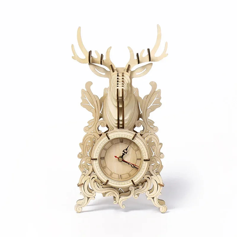 3D Wooden Puzzle Table Clock – DIY Assembly Kit