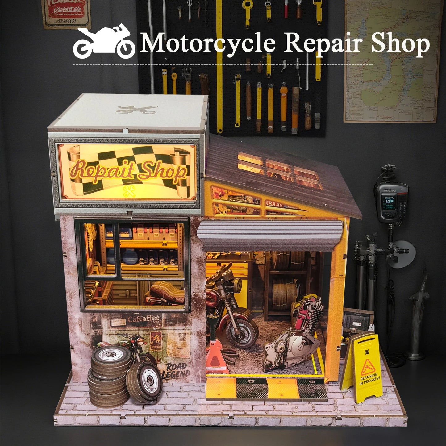 Motorcycle Repair Shop DIY Miniature House Kit - Image 4